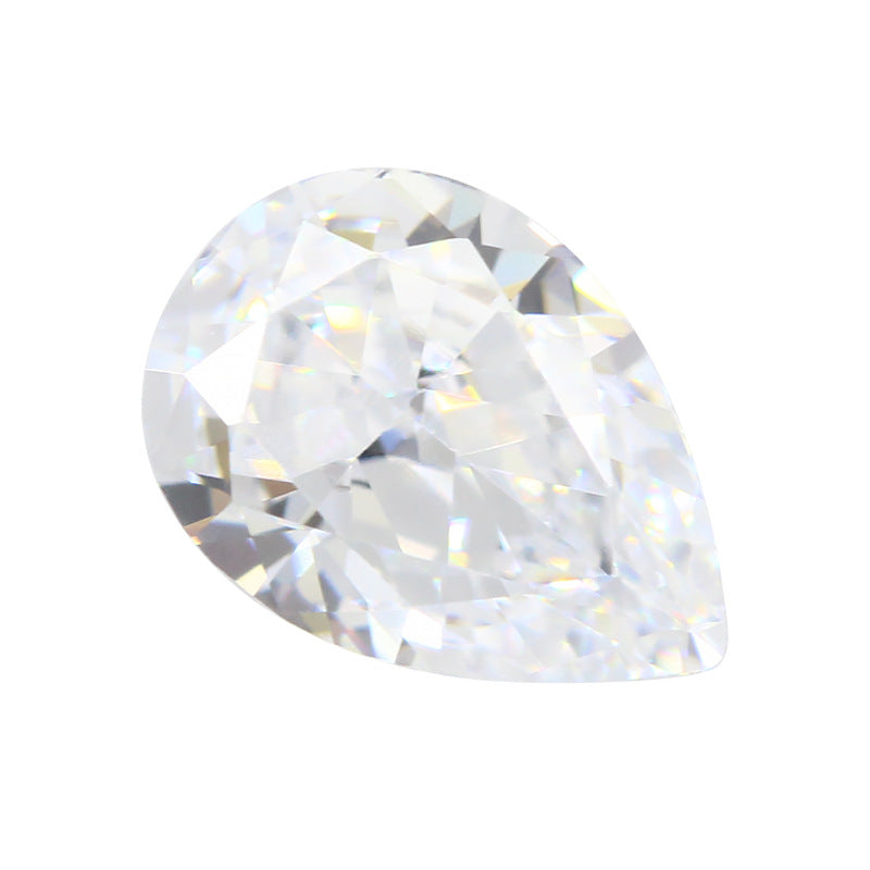 9A梨形冰花切白色高碳钻 水滴形锆石CZ裸石戒面主石批发
