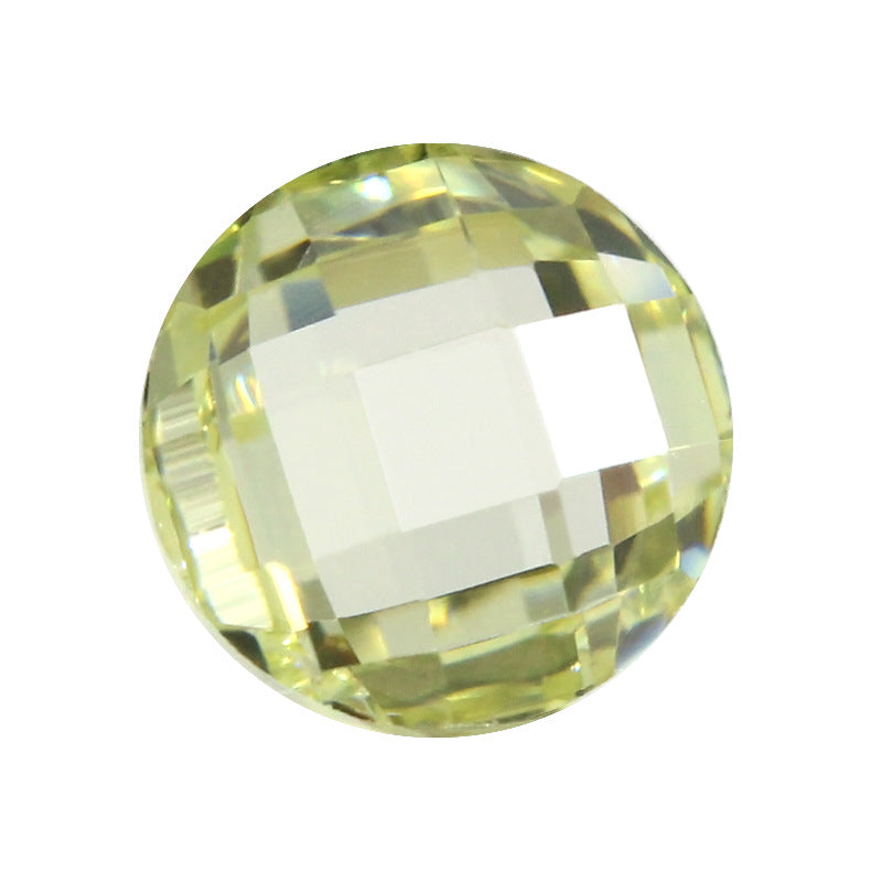 圆形橄榄黄色双龟面锆石裸石 格子面CZ合成立方氧化锆