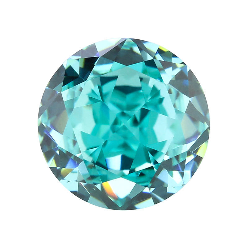 9A圆形冰花切高碳钻 帕拉伊巴色裸石戒面主石人造CZ宝石