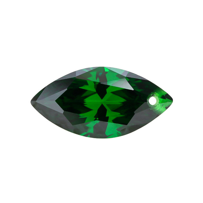 单孔马眼绿锆裸石批发 祖母绿色锆石人造合成皓石饰品