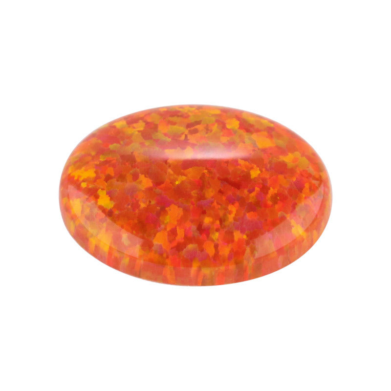 OPAL蛋形合成欧泊石裸石 橙色人造澳宝椭圆形平底OP31
