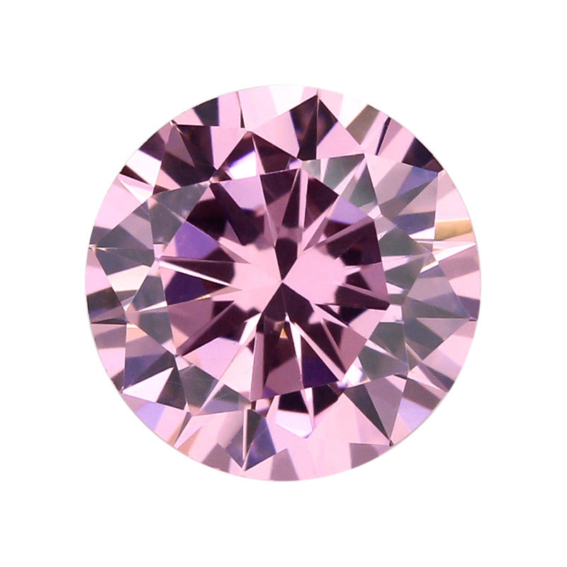 5A圆形粉红色锆石裸石戒面 尖底合成立方氧化锆cz皓石