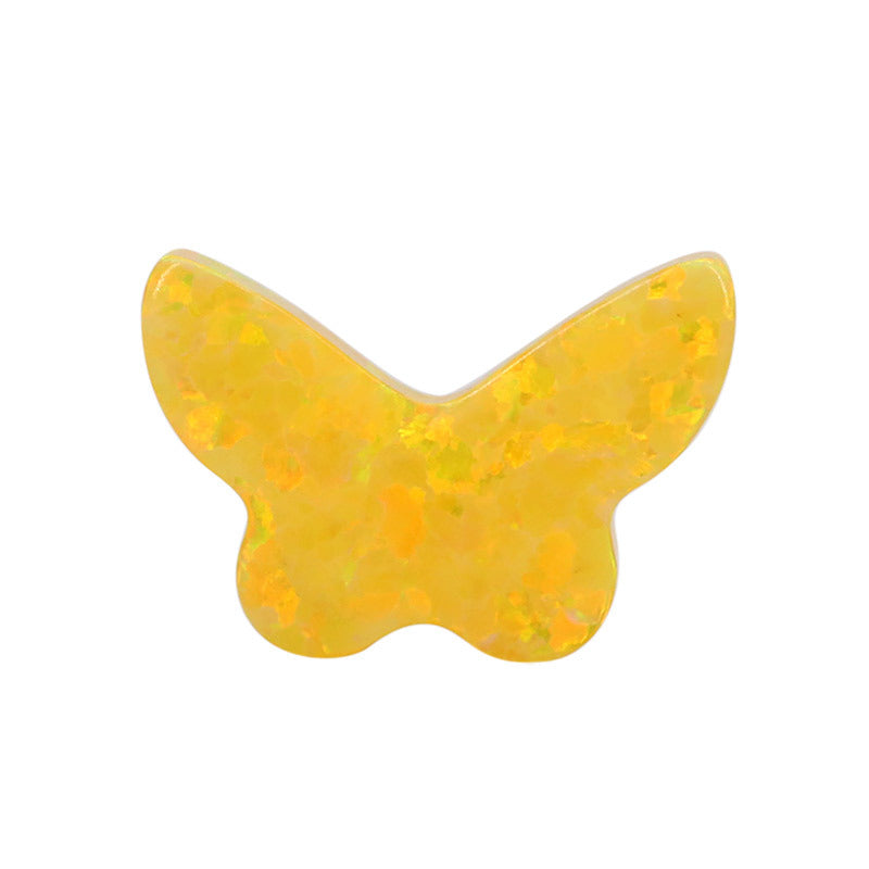 合成澳宝欧泊石OPAL蝴蝶 镶嵌素面平底裸石戒面项链#54