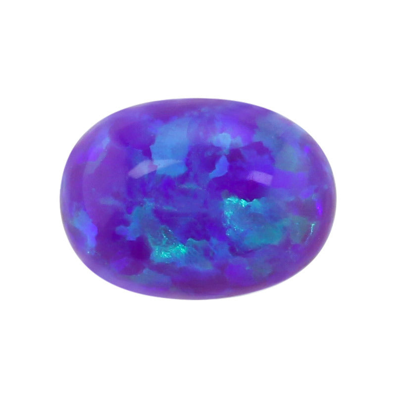 OPAL蛋形合成欧泊石裸石 蓝紫色人造澳宝椭圆形平底OP51