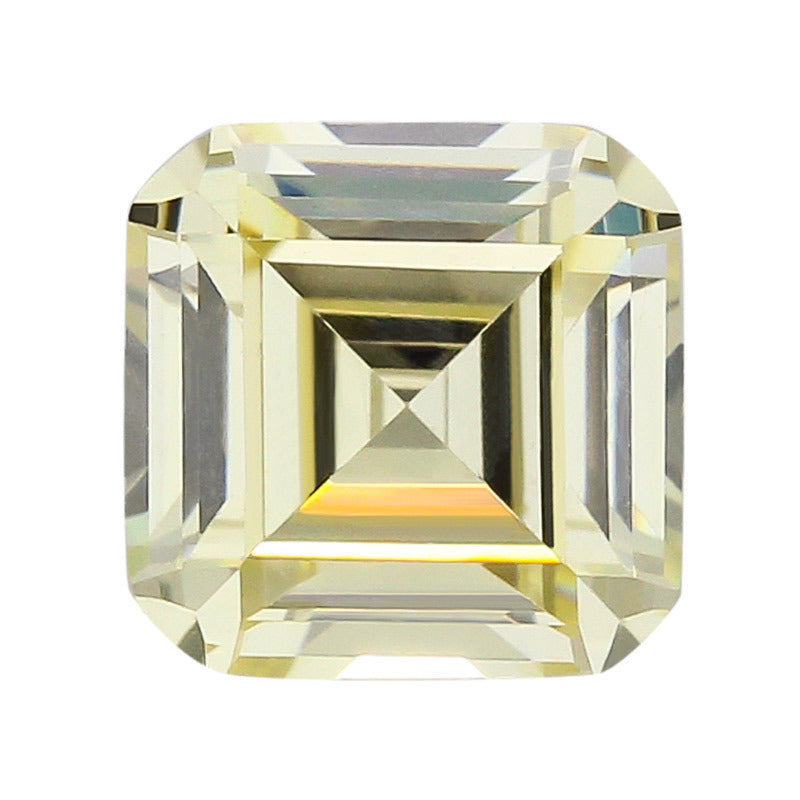 正方形倒角车平鹅黄锆石裸石批发 柠檬黄人造CZ宝石戒面