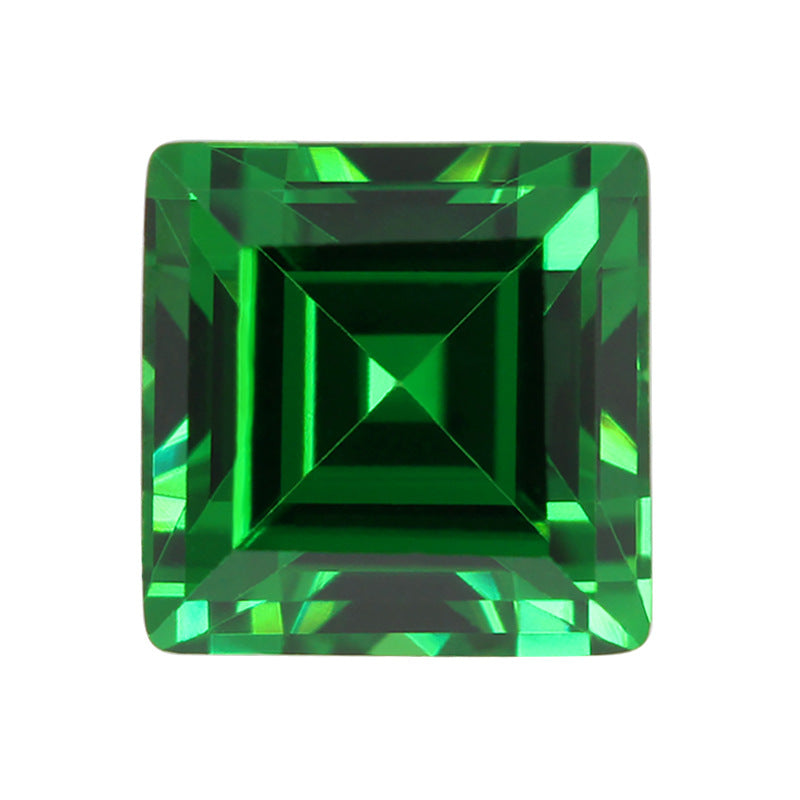 正方形直角车平绿锆裸石批发 AAA皓石 梧州人造祖母绿