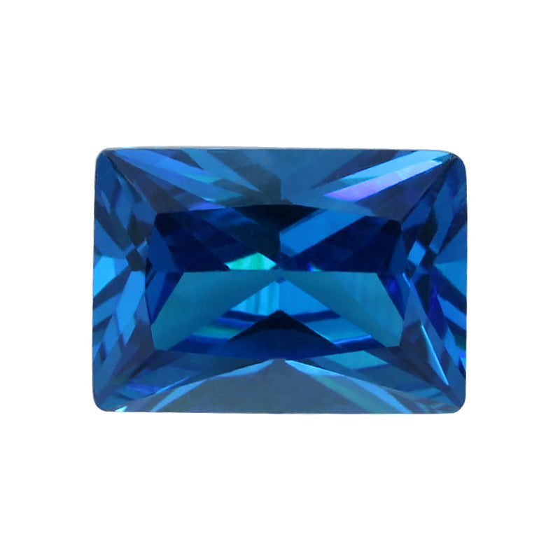 长方形直角车花深海蓝锆石裸石 人造皓石宝石尖底裸钻CZ