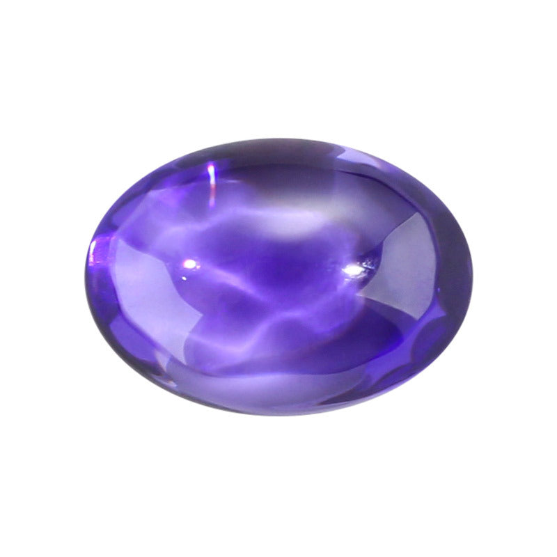 蛋形平底素面紫蓝锆石裸石 椭圆形弧面蛋面戒面紫兰裸钻