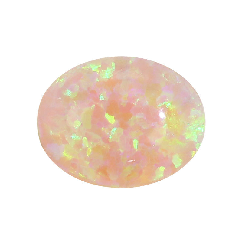 蛋形OPAL合成欧泊石裸石 #8C椭圆形人造澳宝平底戒面