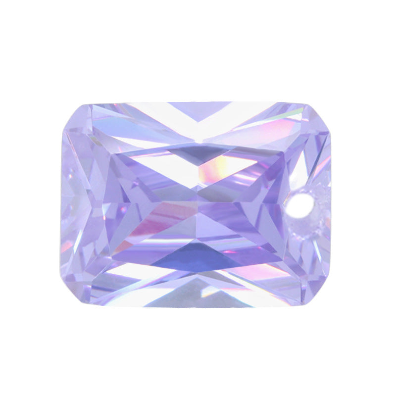 中间孔长方倒角车花变蓝色锆石 带孔小八角人造变兰宝石