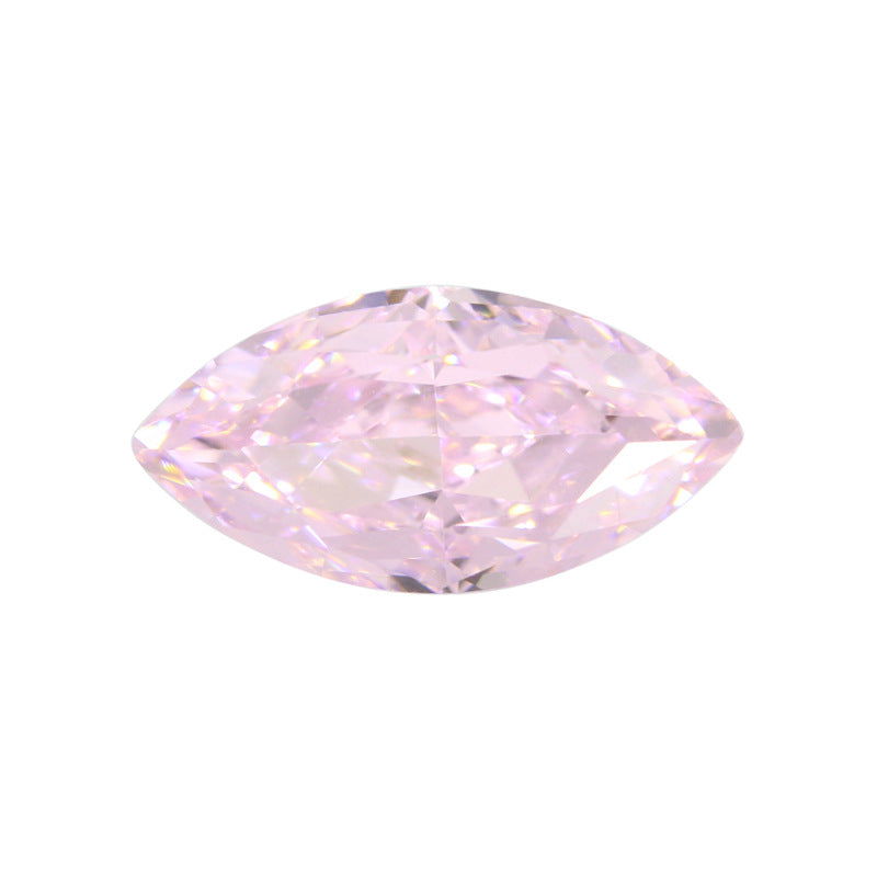 9A浅粉红色马眼形冰花切高碳钻 树叶型锆石CZ裸石戒面