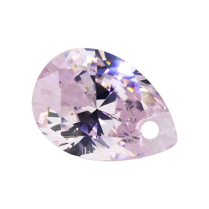 单孔梨形5A浅粉红色锆石 水滴形串珠散珠带孔皓石尖底钻