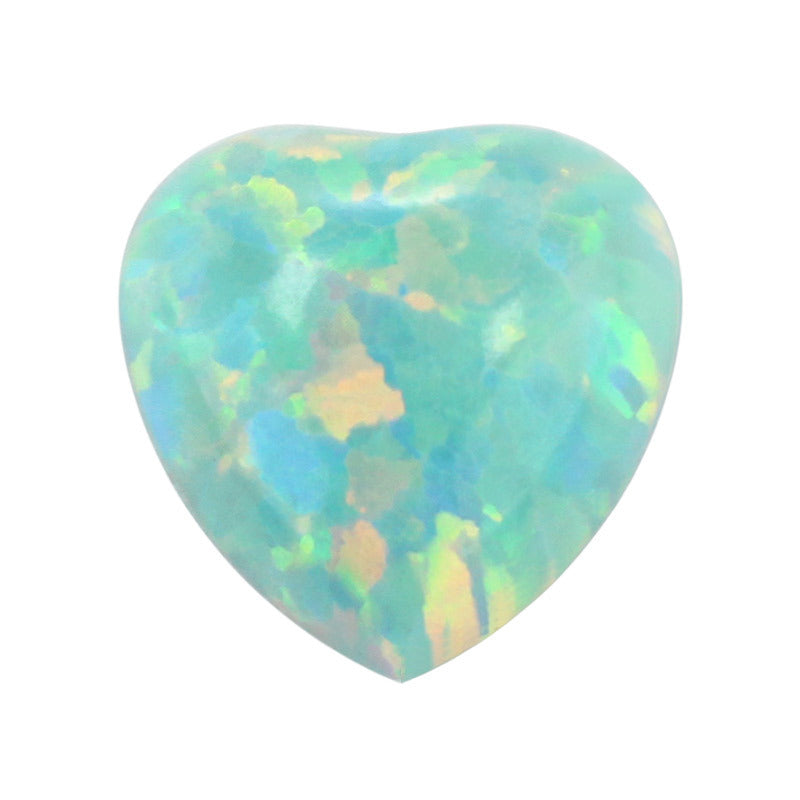 桃心形合成澳宝欧泊石裸石 人造OPAL绿色蛋白石戒面OP03