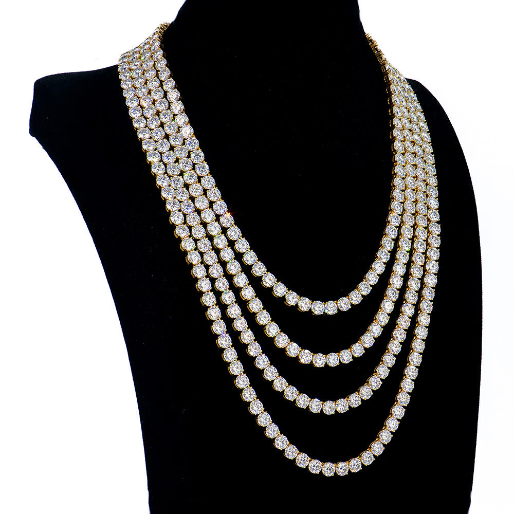 6mm跨境首饰S925银莫桑石绿色网球项链圆形单排经典源头厂家代发