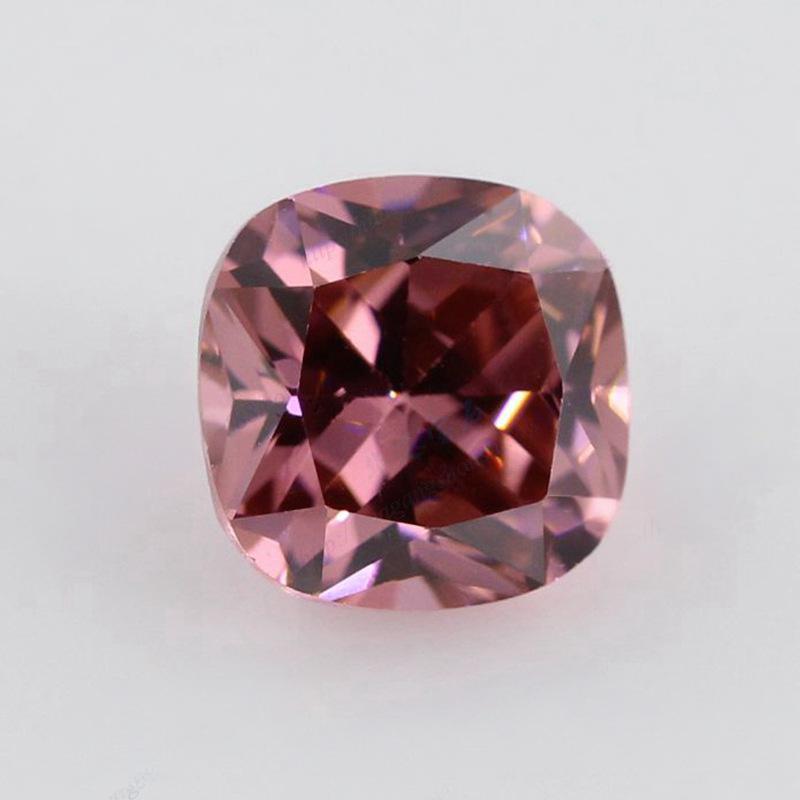 肥正方形胭脂色锆石裸石 枕形烟锆胭锆人造CZ彩色戒面