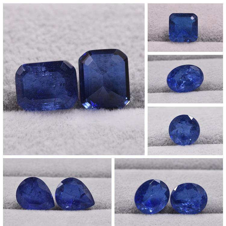 【蓝宝】海蓝之心 天然水晶仿天然蓝宝裂纹棉絮