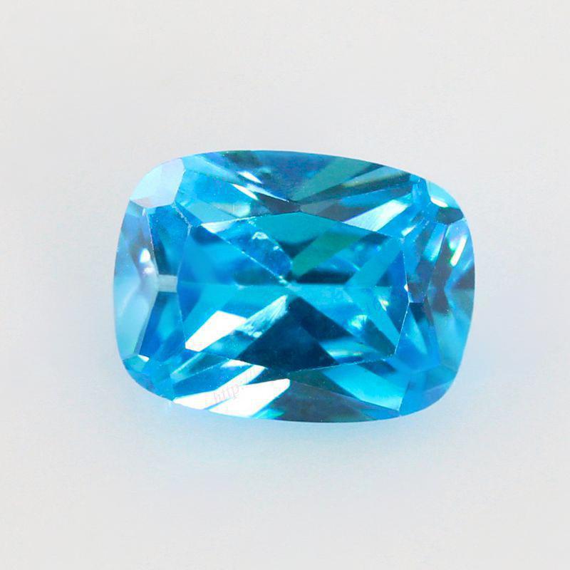 海蓝色肥长方锆石裸石批发 枕形人造皓石海兰色宝石首饰