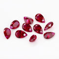 单孔梨形8#红刚玉鸽血红裸石 人造水滴形Ruby合成红宝石