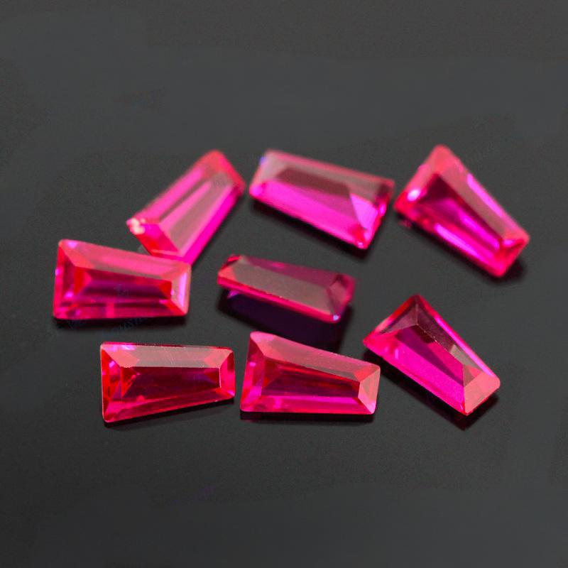 梯方5#红刚玉裸石批发 梯形人造5号红宝石手表配石饰品