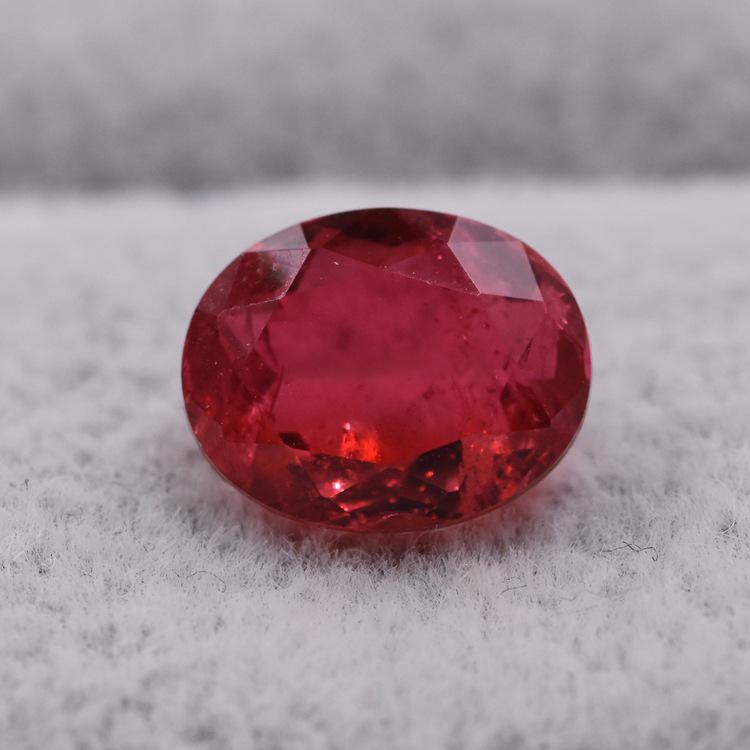 水晶拼碧玺玻璃 仿天然蛋形尖底宝石 红宝颜色 合成彩宝