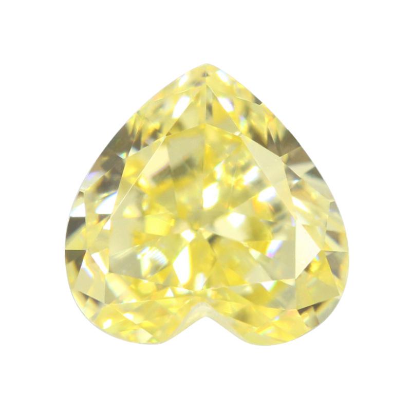 9A心形冰花切高碳钻 鹅黄色 首饰 DIY锆石裸石戒面主石