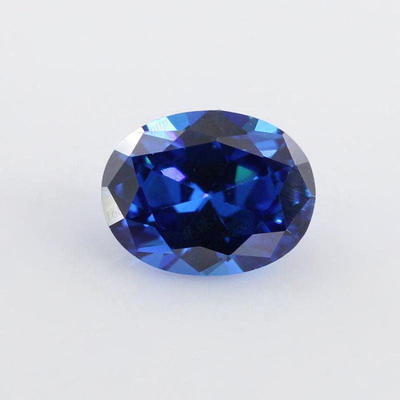 蛋形兰锆裸石戒面批发 椭圆形宝蓝锆人造蓝宝石彩色皓石