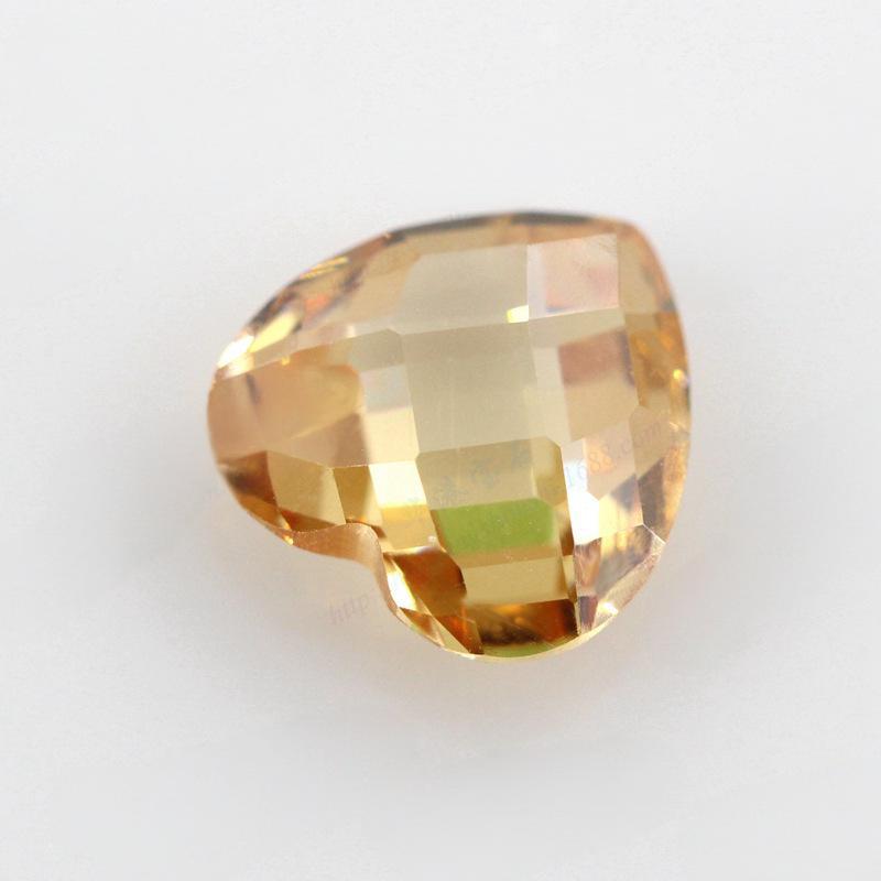 心形香槟色锆石裸石补钻 双龟格子面耳环饰品配件DIY