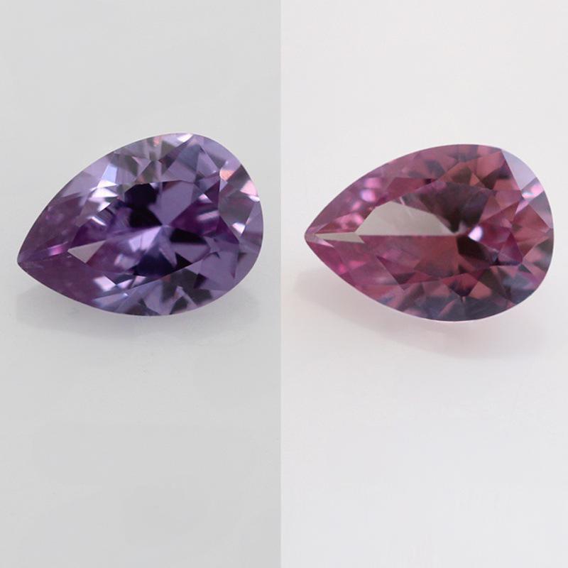 梨形46#变色刚玉裸石高仿钻 水滴形人造宝石珠宝主石