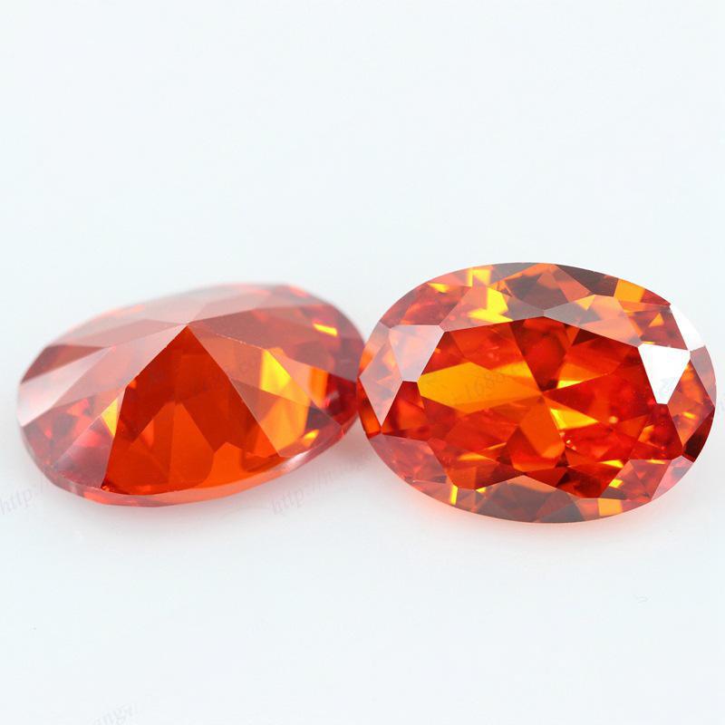 蛋形桔红色锆石裸石 椭圆形合成立方氧化锆人造橘红皓石