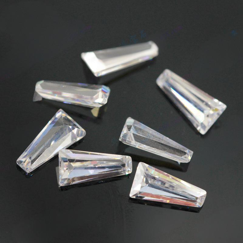 9A白色梯方锆石裸石戒面 手表珠宝梯形配石无色透明钻