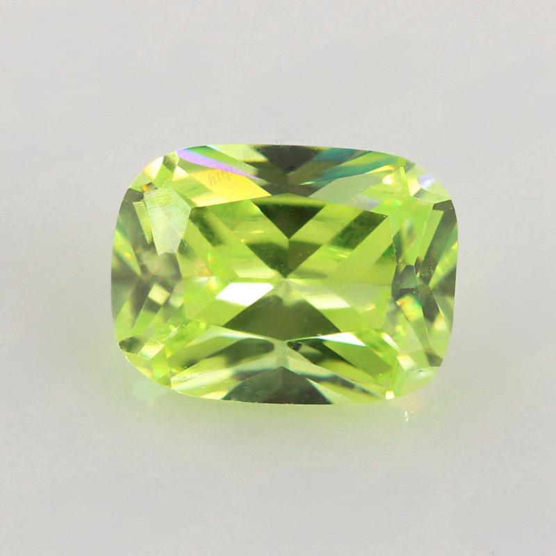 肥长方苹果绿锆石裸石批发 枕形尖底果绿色皓石宝石戒面