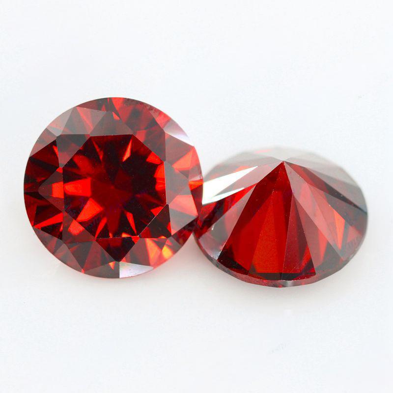 圆形中石榴红色锆石裸石 人造AAA皓石尖底彩色宝石主石