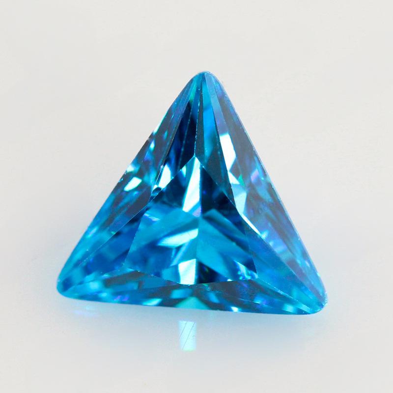 三角形直角海蓝锆石裸石批发 直三角尖底戒面CZ皓石宝石