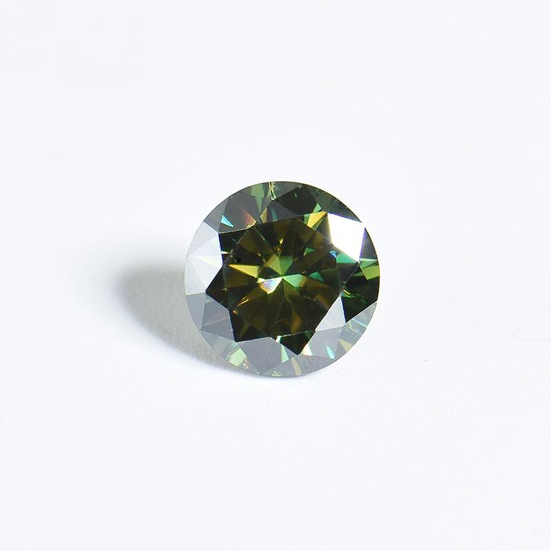 莫桑工厂墨绿色莫桑石圆形八心八箭切工莫桑裸石VVS净度宝石批发