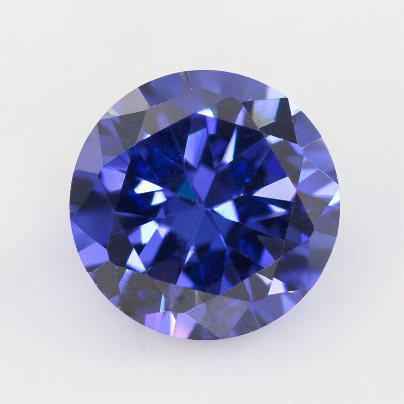 圆形坦桑蓝锆石裸石批发 人造坦桑石合成钻兰宝石CZ皓石