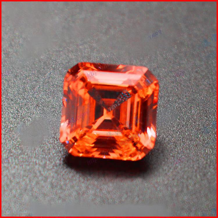 正方形倒角宝塔车平桔红色锆 锆石裸石批发橘红皓石CZ