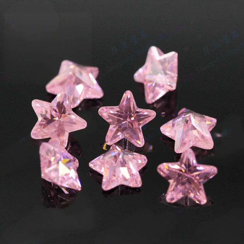 5A五角星粉红色锆石裸石 星形粉色人造cz宝石皓石批发