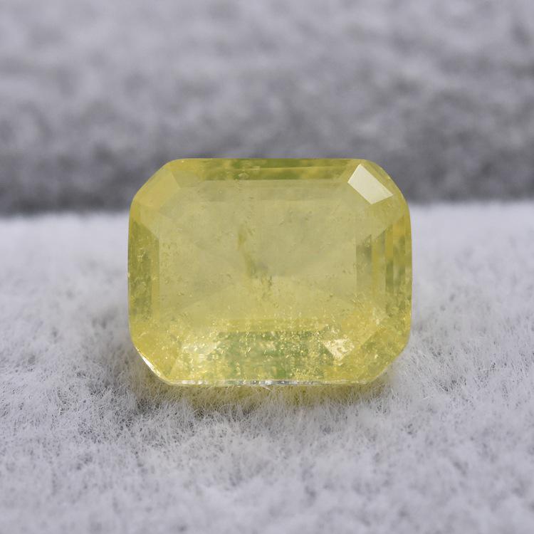 水晶拼碧玺玻璃 长方倒角切割 柠檬黄色 仿天然合成彩宝