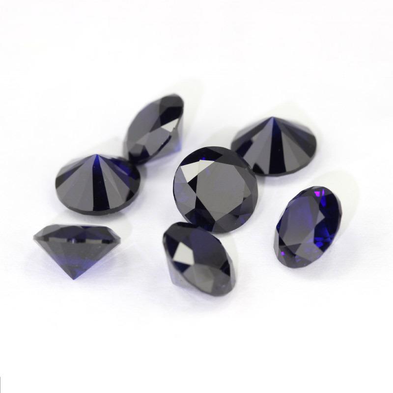 圆形35#蓝刚玉裸石戒面 人造合成蓝宝石首饰戒指饰品DIY