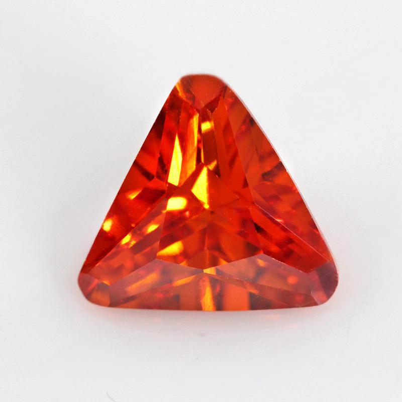 桔红色三角形倒角锆石裸石 倒三角橘红人造CZ戒面主石