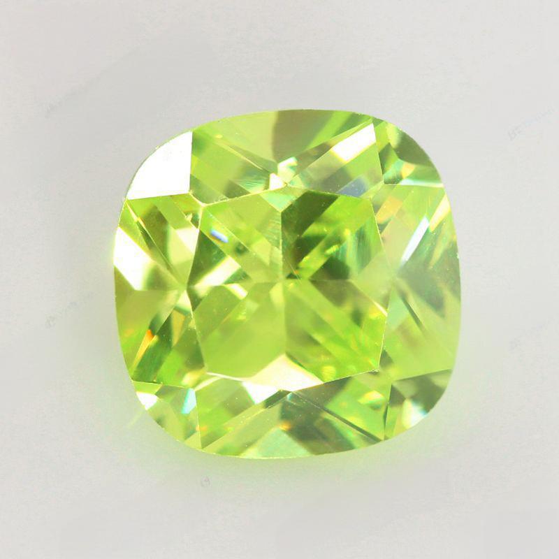 肥正方形苹果绿色锆石裸石批发 枕形皓石戒面人造CZ宝石