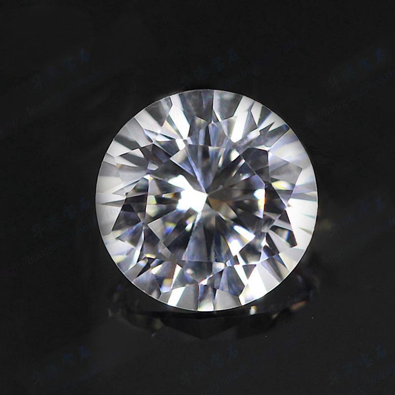 圆形白刚玉12#裸石批发 无色透明合成白蓝宝人造尖底钻