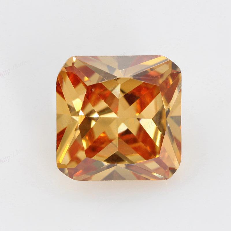 正方形倒角香槟色锆石裸石批发 人造CZ皓石梧州厂家AAA