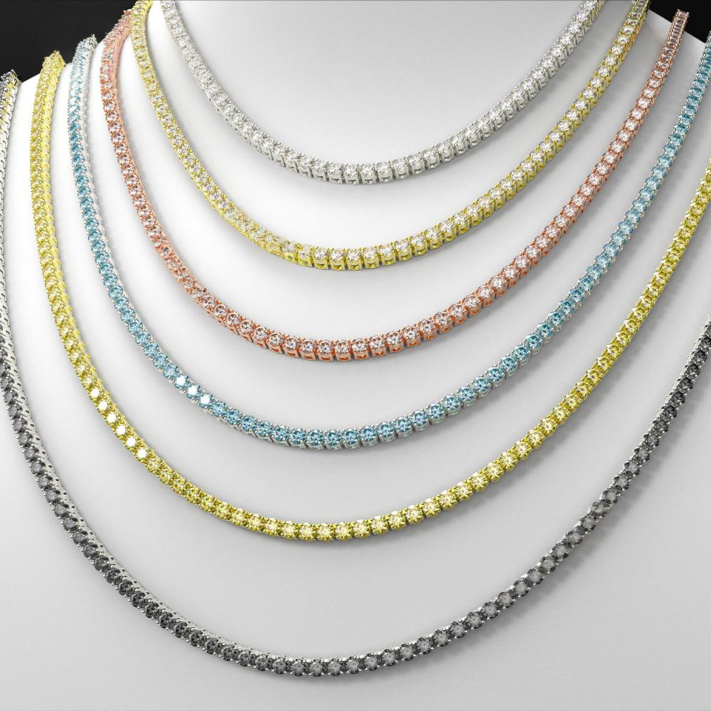 s925银莫桑石网球项链欧美新款男女满镶极简轻奢项链