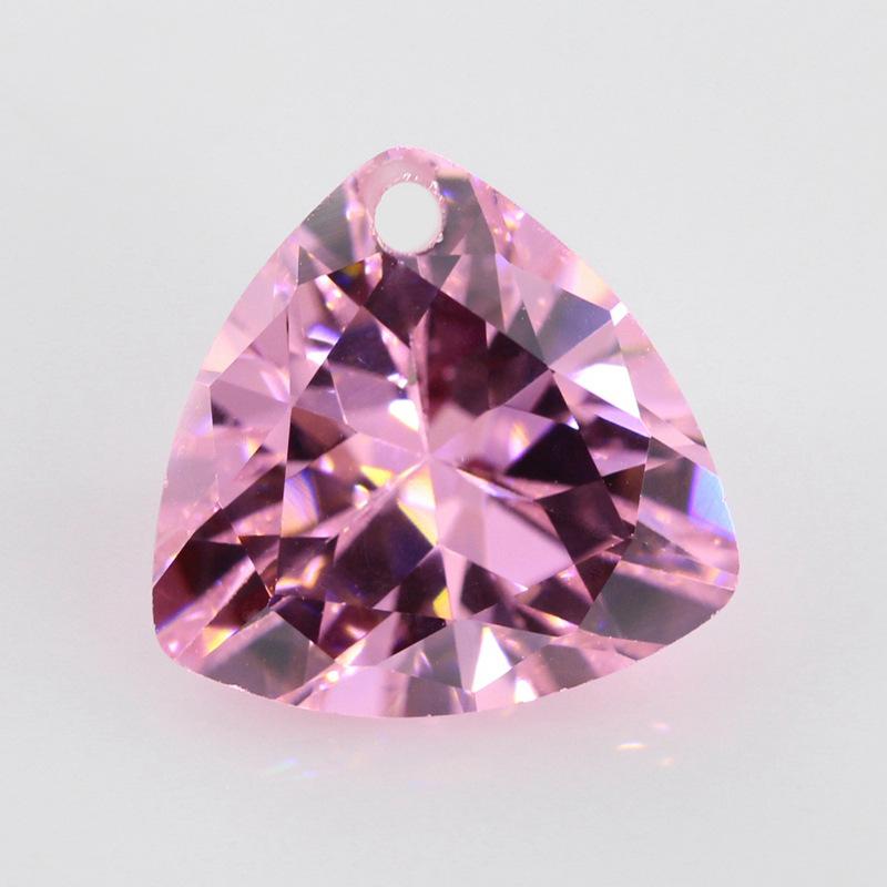 肥三角粉红锆石单孔裸石 胖三角桃红CZ皓石宝石打孔批发