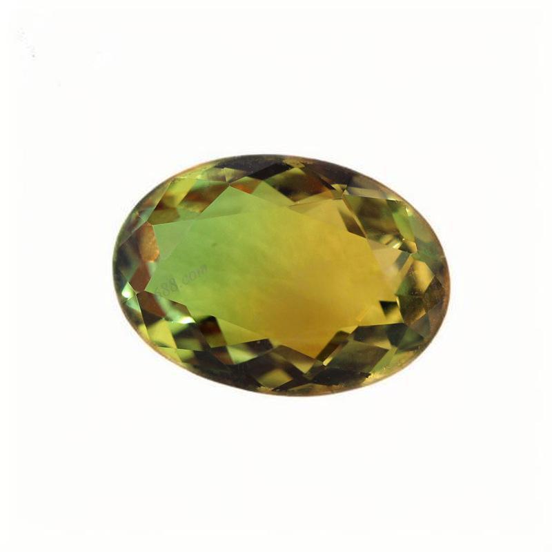 蛋形碧玺玻璃裸石 旦形尖底黄绿色彩色合成碧玺 BX10