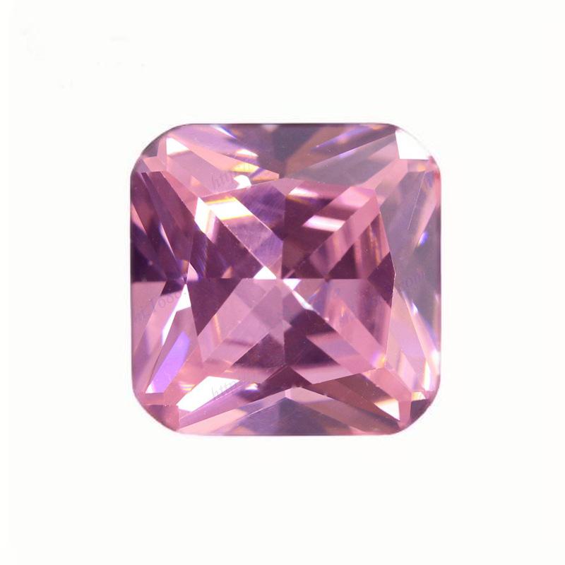 粉红色正方形倒角锆石戒面 AAA皓石裸石批发首饰品配石