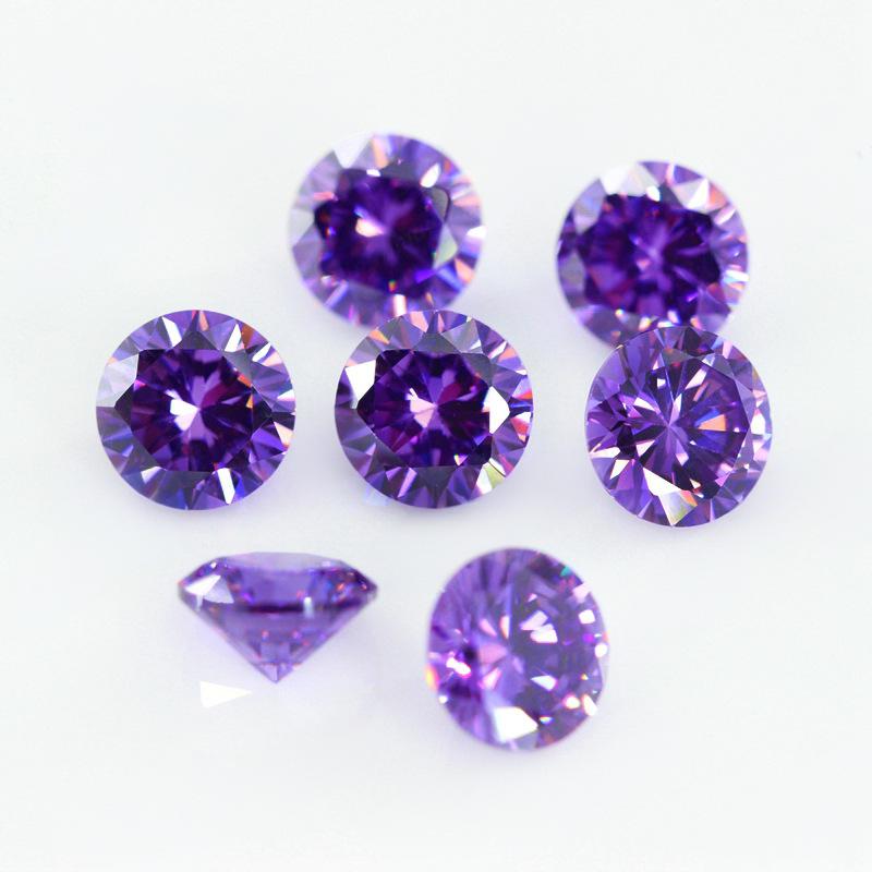 紫红色锆石裸石批发 梧州人造aaa宝石 cz皓石厂家供应