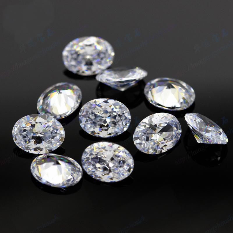 蛋形白色锆石裸石 旦形椭圆形人造尖底宝石皓石批发AAA