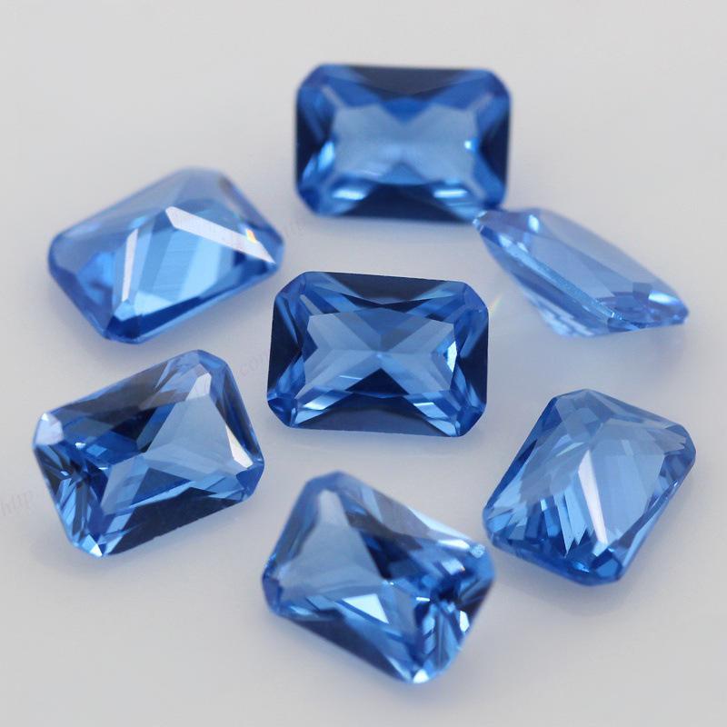 长方形倒角车花119#蓝尖晶裸石 小八角合成彩色宝石珠宝